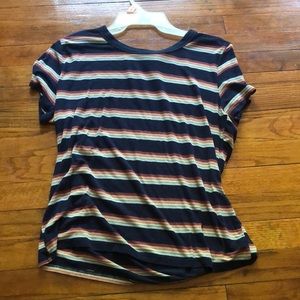 dark blue and pastel rainbow stripes